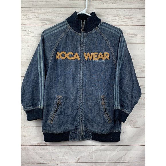 Rocawear Jackets & Blazers - Roca Wear Denim Jacket Ladies Size 8 Full zip embroidered Cropped sleeve